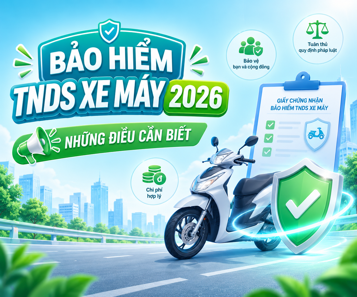 Bảo hiểm TNDS xe máy 2026: Những điều người tham gia giao thông cần biết về quy định, quyền lợi và mức phí bảo hiểm
